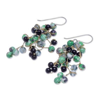 Alternate image for Artisan Crafted Green Agate Dangle Earrings Dionysus in Green