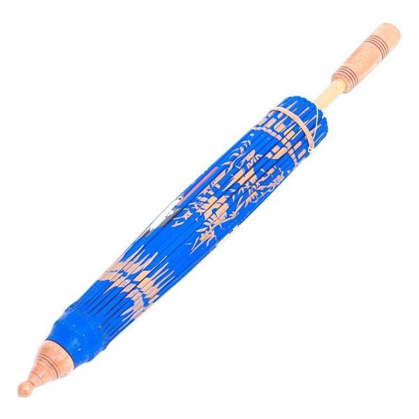 Alternate image for Hand-Painted Bamboo and Cotton Parasol Happy Cranes in Blue
