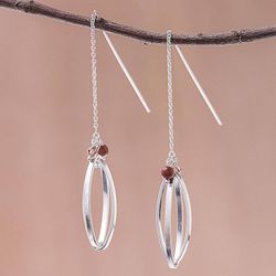 Image for Double Ellipse on Chain Sterling Silver Threader Earrings Nested Windows