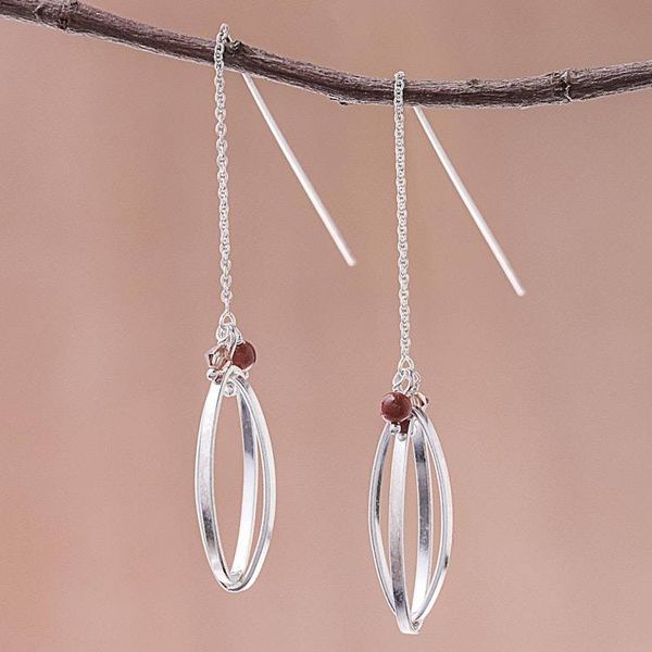 Alternate image for Double Ellipse on Chain Sterling Silver Threader Earrings Nested Windows