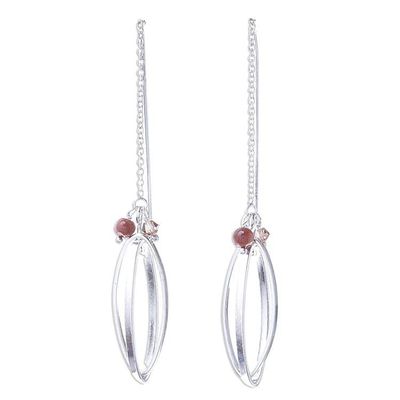 Alternate image for Double Ellipse on Chain Sterling Silver Threader Earrings Nested Windows