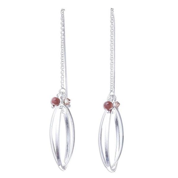 Alternate image for Double Ellipse on Chain Sterling Silver Threader Earrings Nested Windows