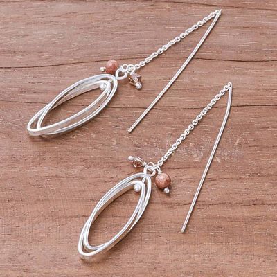 Alternate image for Double Ellipse on Chain Sterling Silver Threader Earrings Nested Windows