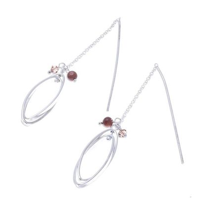 Alternate image for Double Ellipse on Chain Sterling Silver Threader Earrings Nested Windows
