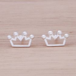 Image for Sterling Silver Crown Stud Earrings from Thailand Delightful Crowns