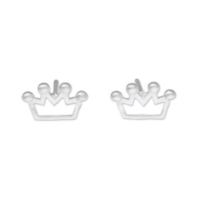 Alternate image for Sterling Silver Crown Stud Earrings from Thailand Delightful Crowns
