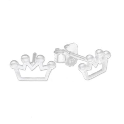 Alternate image for Sterling Silver Crown Stud Earrings from Thailand Delightful Crowns