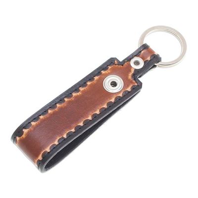 Alternate image for Handcrafted Black and Brown Leather Keychain from Thailand A Dark Key to Success