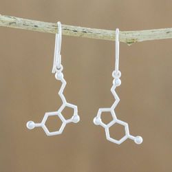 Image for Sterling Silver Modern Double Hexagon Dangle Earrings Serotonin
