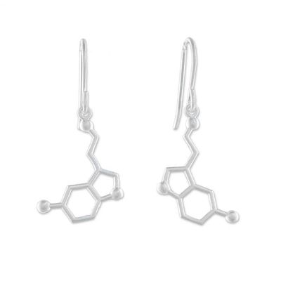 Alternate image for Sterling Silver Modern Double Hexagon Dangle Earrings Serotonin