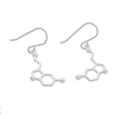 Alternate image for Sterling Silver Modern Double Hexagon Dangle Earrings Serotonin