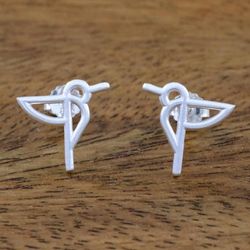 Image for Hummingbird Sterling Silver Button Earrings Hummingbird Aloft