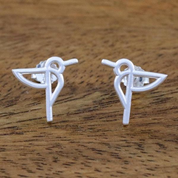 Alternate image for Hummingbird Sterling Silver Button Earrings Hummingbird Aloft