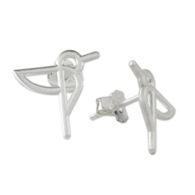 Alternate image for Hummingbird Sterling Silver Button Earrings Hummingbird Aloft