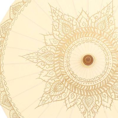 Alternate image for Hand-Painted Cotton and Bamboo Cream Parasol from Thailand Motifs on Cream