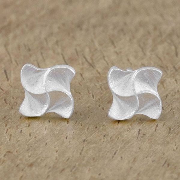 Alternate image for Pinwheel-Shaped Sterling Silver Stud Earrings from Thailand Gleaming Pinwheels
