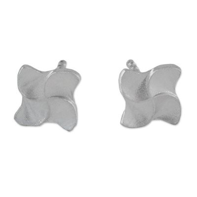 Alternate image for Pinwheel-Shaped Sterling Silver Stud Earrings from Thailand Gleaming Pinwheels