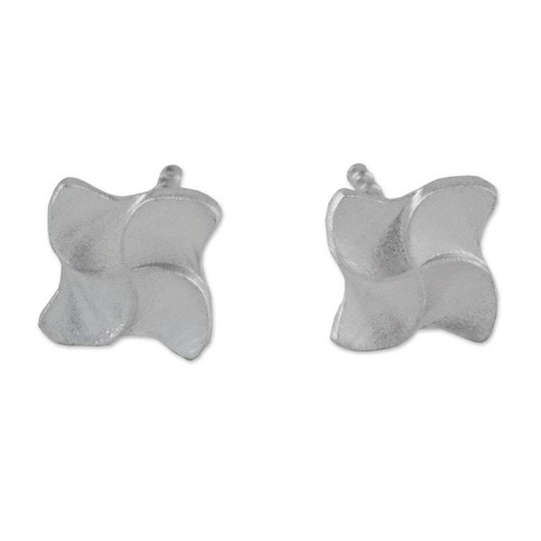 Alternate image for Pinwheel-Shaped Sterling Silver Stud Earrings from Thailand Gleaming Pinwheels