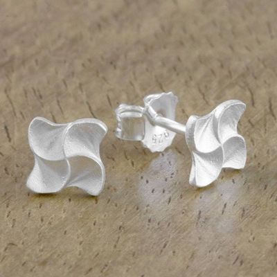 Alternate image for Pinwheel-Shaped Sterling Silver Stud Earrings from Thailand Gleaming Pinwheels