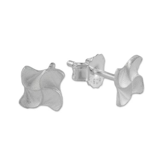 Alternate image for Pinwheel-Shaped Sterling Silver Stud Earrings from Thailand Gleaming Pinwheels