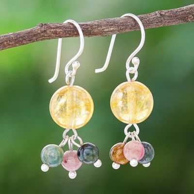 Primary image for Thai Quartz and Tourmaline Dangle Earrings Howling Moon