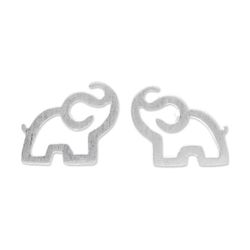 Image for Sterling Silver Elephant Stud Earrings from Thailand Elephant Trumpet