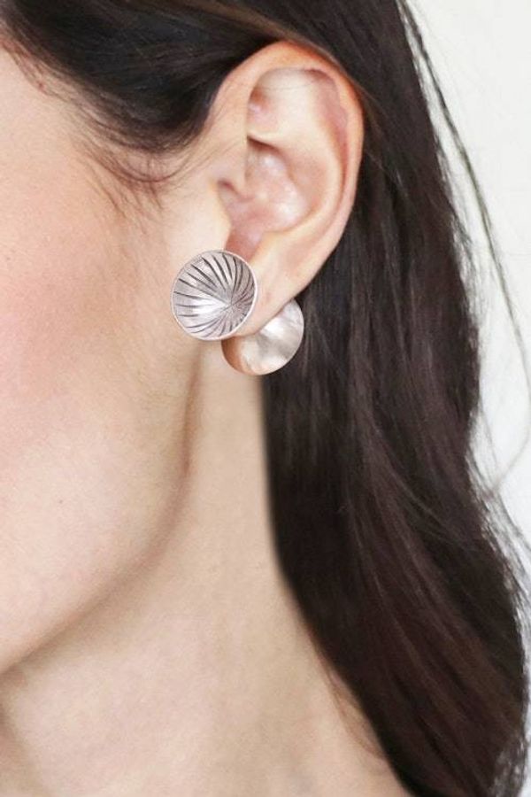 Alternate image for Ear Tunnel Plug-Inspired 950 Silver Double-Sided Earrings Bold Flair