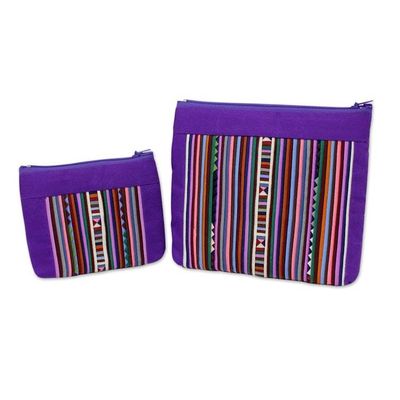 Alternate image for Purple and Multicolor Cosmetic Travel Bags pair Exotic Lisu in Purple