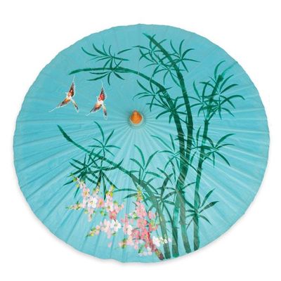 Alternate image for Hand-painted Blue Saa Paper Parasol Blue Bamboo