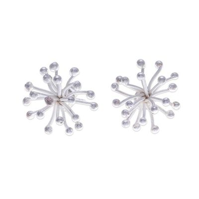 Alternate image for Sterling Silver Button Earrings Inspired by Floral Pistils Pollen Delight