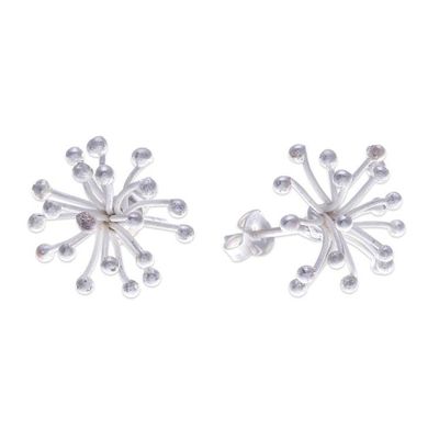 Alternate image for Sterling Silver Button Earrings Inspired by Floral Pistils Pollen Delight