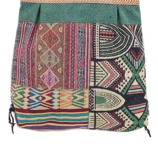 Alternate image for Thai Cotton Patchwork Sling Bag with Leather Strap Intermission in Green