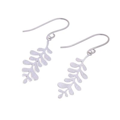 Alternate image for Sterling Silver Fern Leaf Dangle Earrings from Thailand Fern Flair