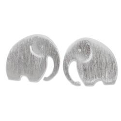 Image for Stud Earrings with Elephant Motif in 925 Sterling Silver Elephant Fun