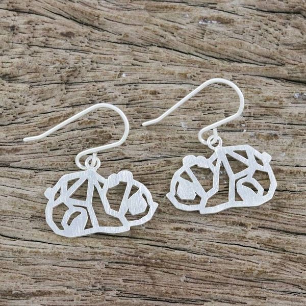Alternate image for Handmade 925 Sterling Silver Panda Dangle Earrings Thailand Little Panda