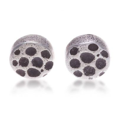 Alternate image for Sterling Silver Stud Earring with Oxidized Dot Accents Nailhead Inspiration