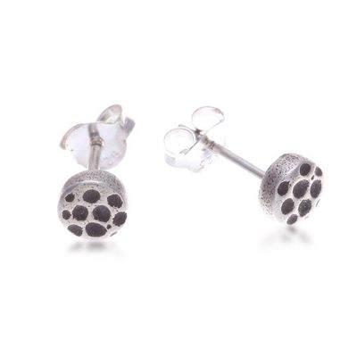 Alternate image for Sterling Silver Stud Earring with Oxidized Dot Accents Nailhead Inspiration
