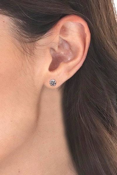 Alternate image for Sterling Silver Stud Earring with Oxidized Dot Accents Nailhead Inspiration