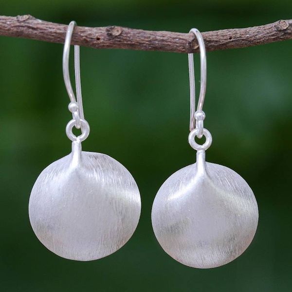 Alternate image for Brushed 950 Silver Dangle Earrings Mellow moon