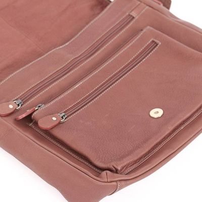 Alternate image for Leather Flap Messenger Bag with Adjustable Strap in Brown Urban Atlas