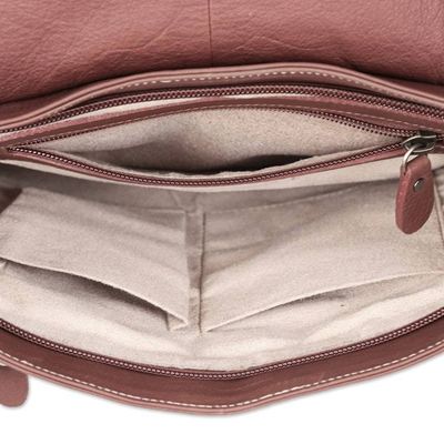 Alternate image for Leather Flap Messenger Bag with Adjustable Strap in Brown Urban Atlas