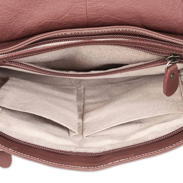 Alternate image for Leather Flap Messenger Bag with Adjustable Strap in Brown Urban Atlas
