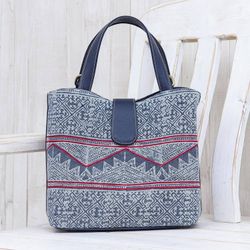 Image for Cotton Batik and Faux Leather Shoulder Bag Hmong Trek