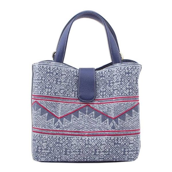 Alternate image for Cotton Batik and Faux Leather Shoulder Bag Hmong Trek