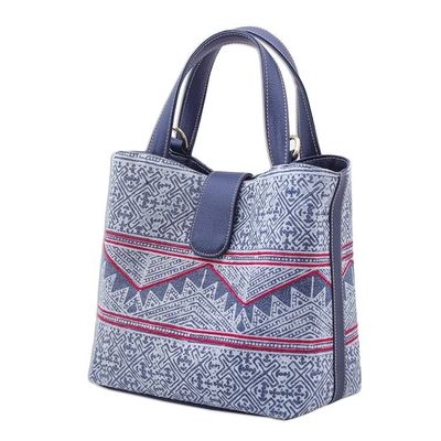 Alternate image for Cotton Batik and Faux Leather Shoulder Bag Hmong Trek