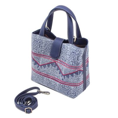 Alternate image for Cotton Batik and Faux Leather Shoulder Bag Hmong Trek