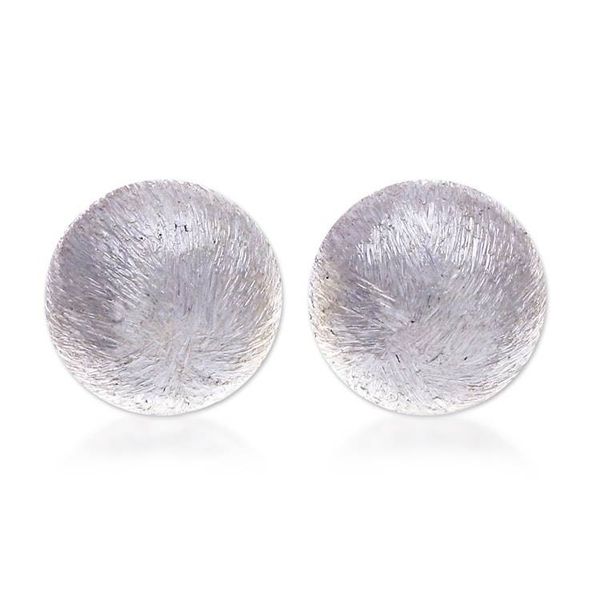 Alternate image for Orb-Shaped Modern Textured Sterling Silver Stud Earrings Bright Globes