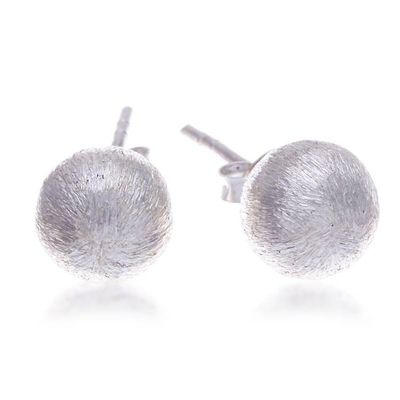 Alternate image for Orb-Shaped Modern Textured Sterling Silver Stud Earrings Bright Globes