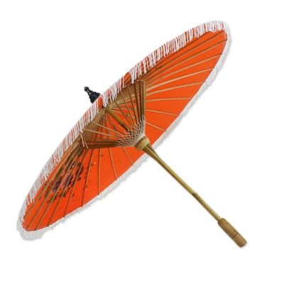 Alternate image for Artisan Crafted Parasol in Orange with Birds and Flowers Birds and Flowers on Orange