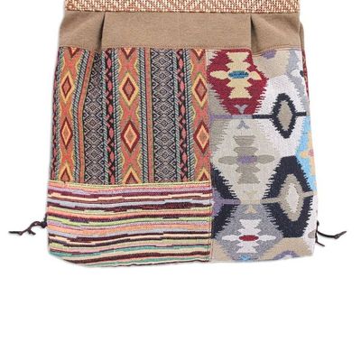 Alternate image for Thai Leather-Accented Cotton Sling Bag Intermission in Yellow